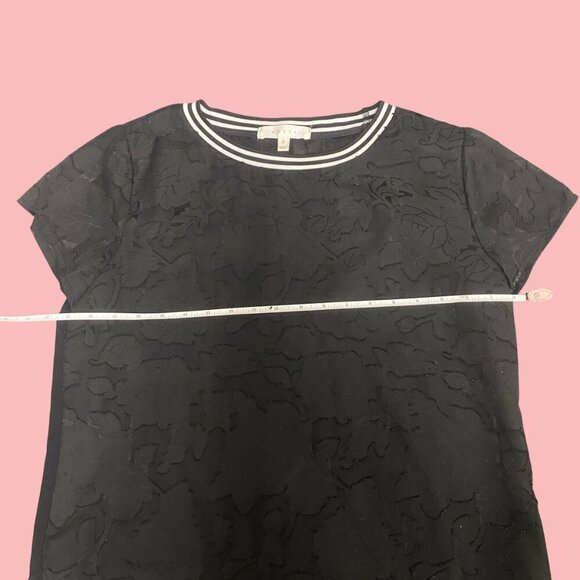 Adiva Black Jacquard Textured Short Sleeve Top – Size S - Picture 4 of 7